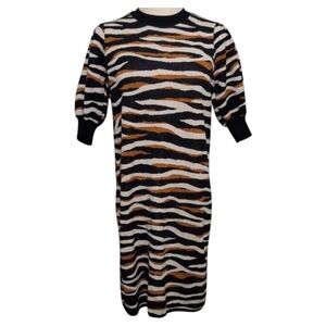 Ann Taylor Navy, White, and Orange Tiger Print Mini Dress